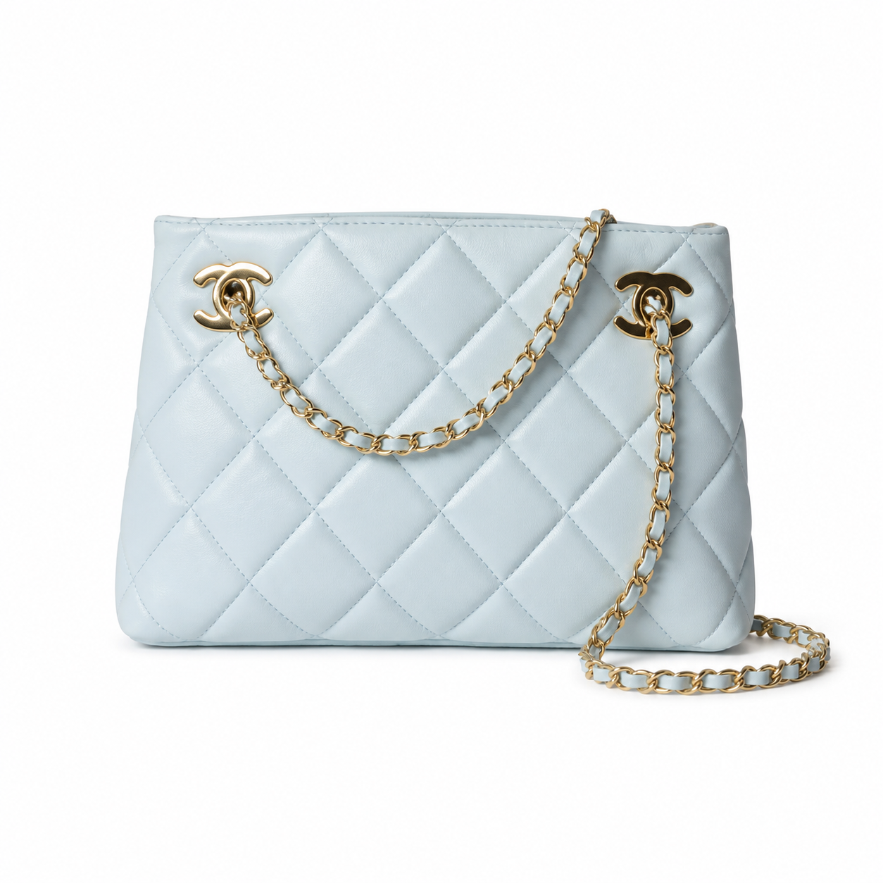 Chanel Classic Quilted Horizontal Flap Bag | CC Hardware & Gold Chain — 24.5cm