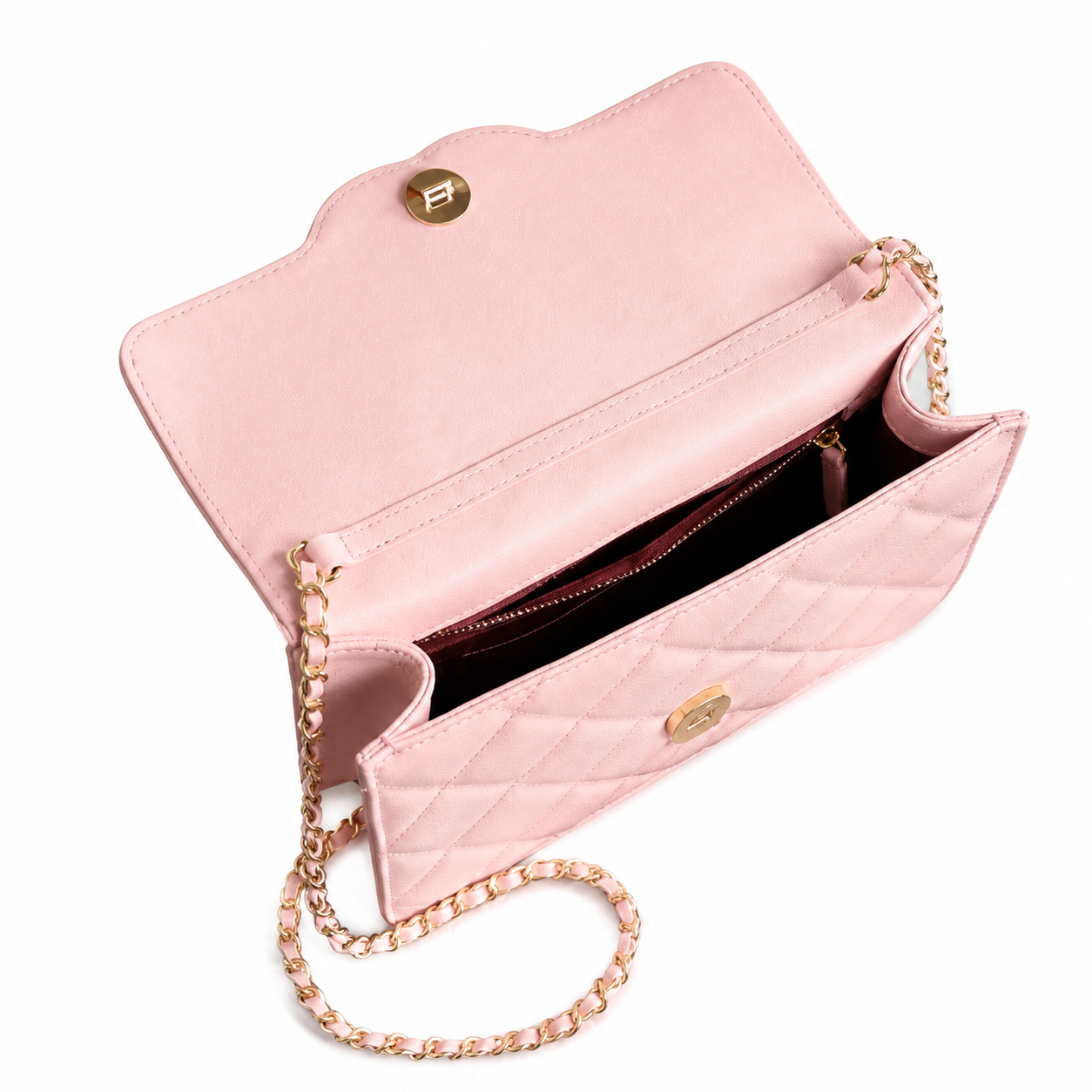 Chanel Blush Pink Aged Caviar Quilted Flap Bag | Oversized CC Logo, Top Handle & Gold Chain