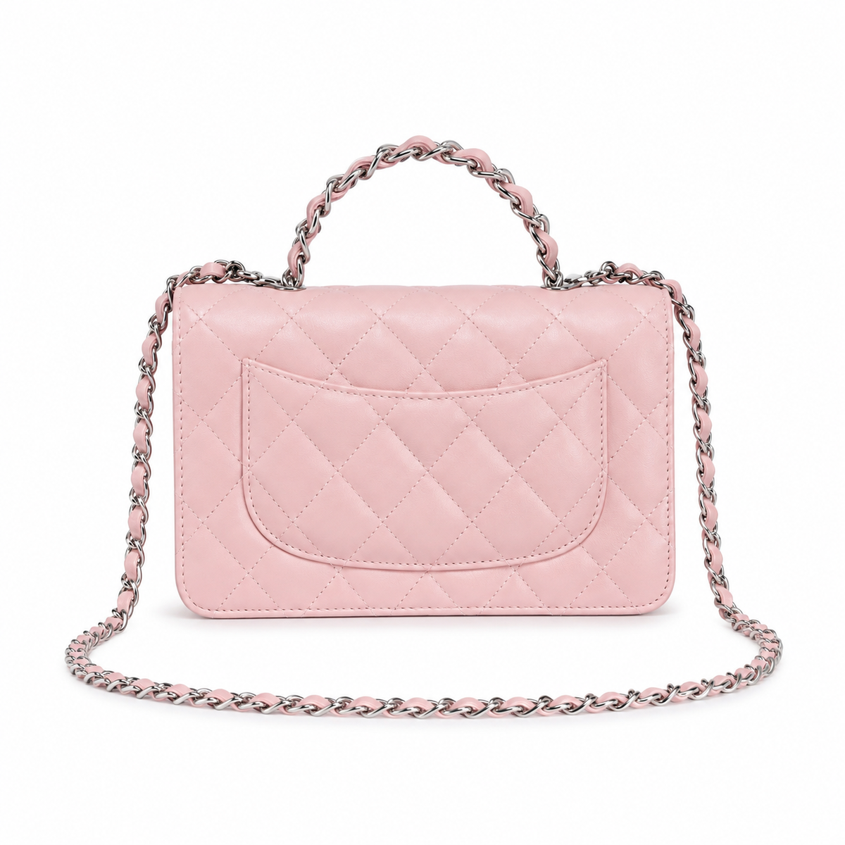 Chanel Pink Quilted Lambskin Flap Bag | Silver CC Chain Top Handle