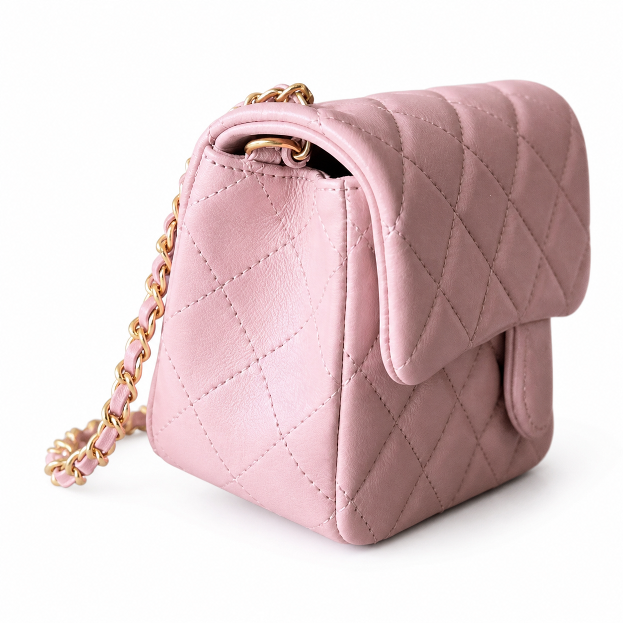 Chanel Classic Flap Bag | CC Turn-Lock Gold Chain Lambskin Satin Interior — 13x20cm