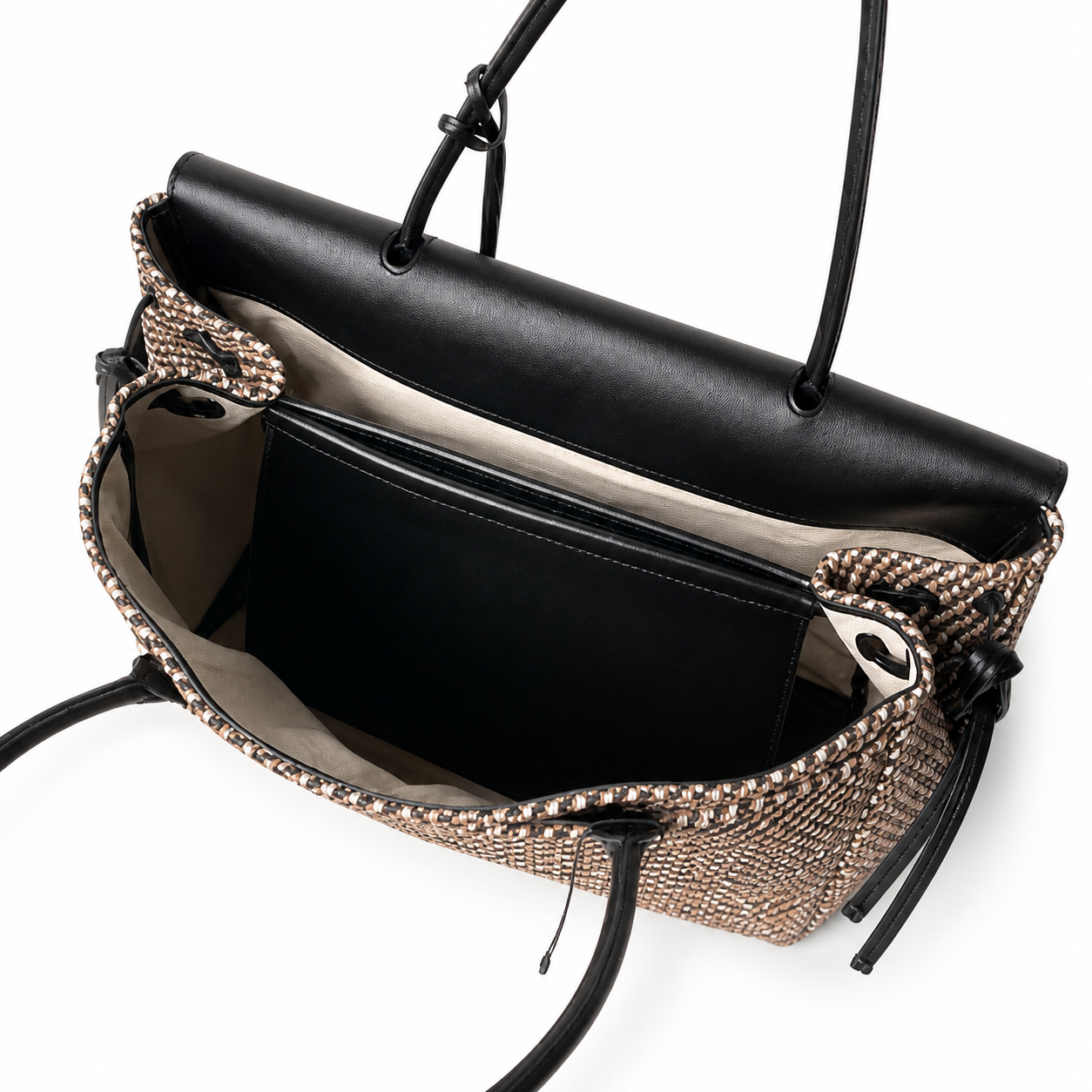 Chanel Large Tote Bag Black & Ivory Diagonal Tweed & Black Leather | Antiqued Gold CC — 43cm