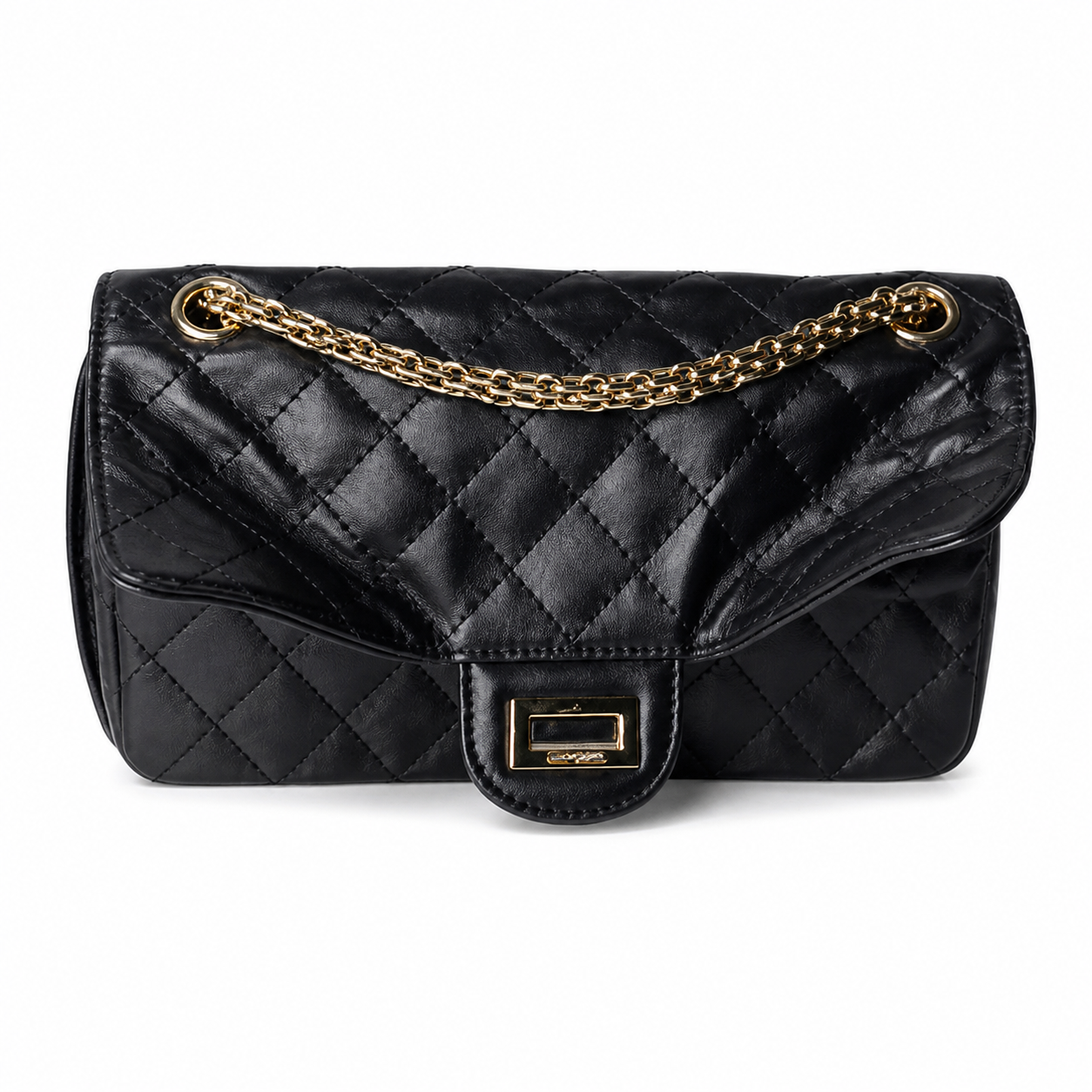 Chanel Classic Quilted Flap Bag | CC Turn-Lock Gold Hardware Leather Chain — 24x16cm