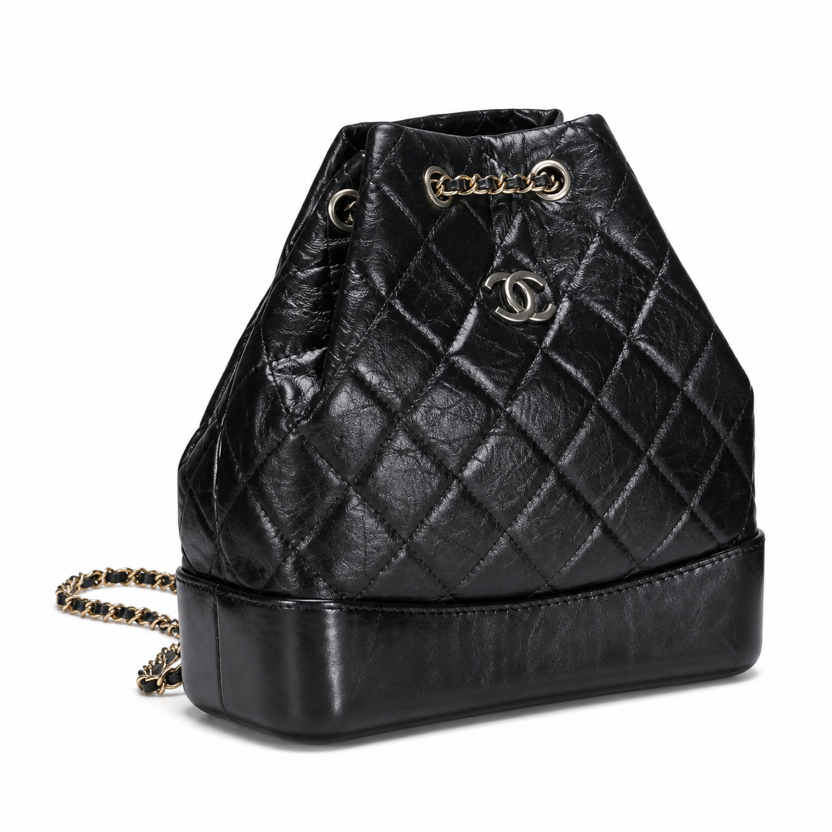 CC Gabrielle Quilted Aged Calfskin Backpack – Black, Mixed Hardware & Chain Straps