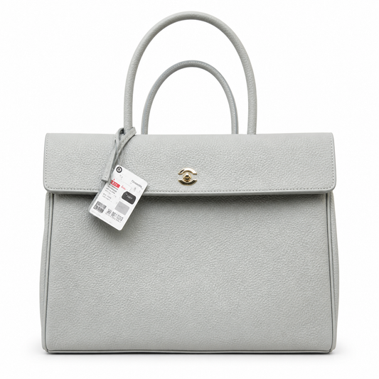 Chanel Large Neo Executive Tote Pearl Grey Grained Calfskin | Gold CC Turn-Lock — 43cm