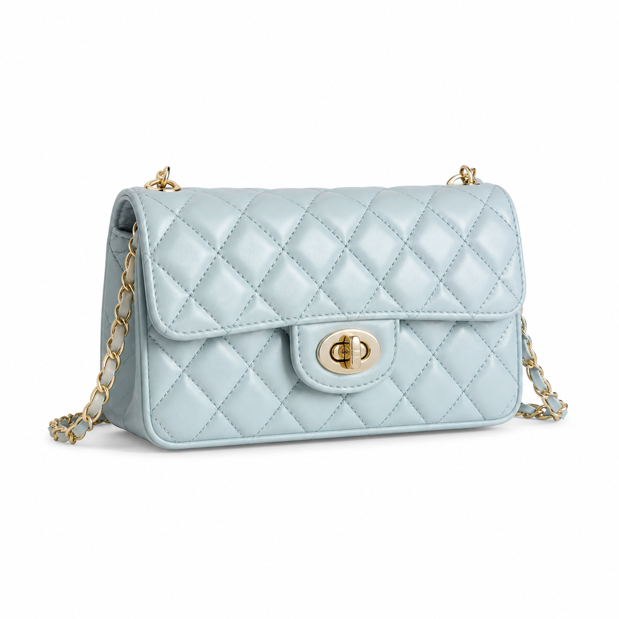 Chanel Classic Flap Bag | CC Turn-Lock Gold Chain Diamond Quilted — 13x20cm