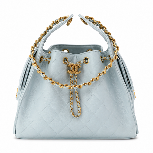 Chanel Classic Quilted Handbag | CC Turn-Lock Rigid Top Handle Chain Strap — 30x26cm