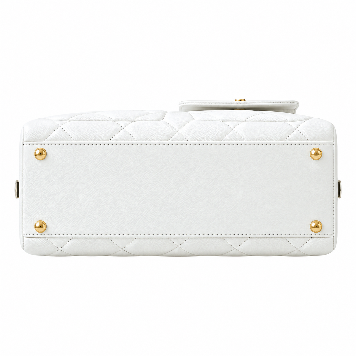 Chanel Quilted Lambskin Bowling Bag White 21×33×15cm