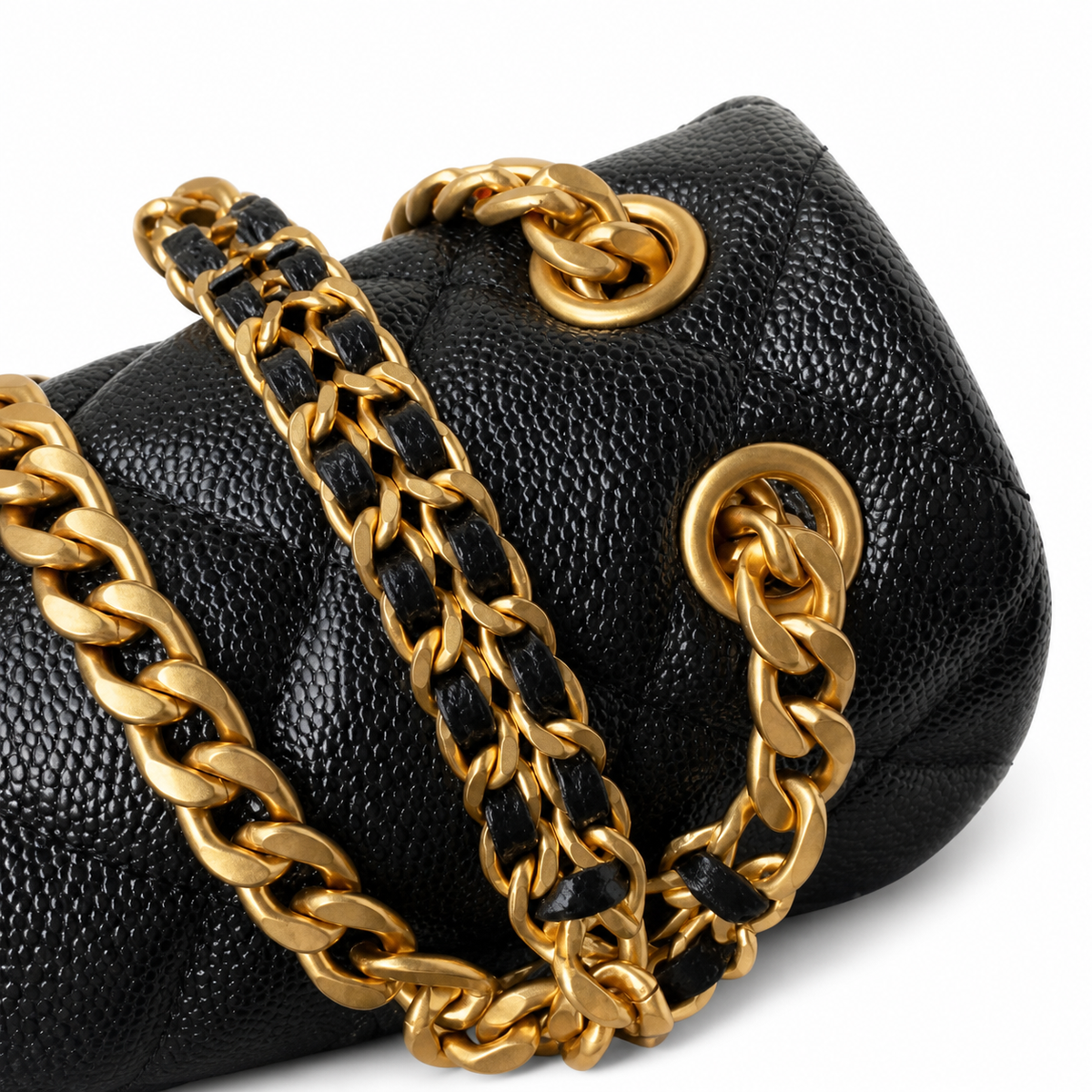 Chanel Classic Quilted Backpack Black Caviar Leather | Gold CC Chain Straps — 20cm