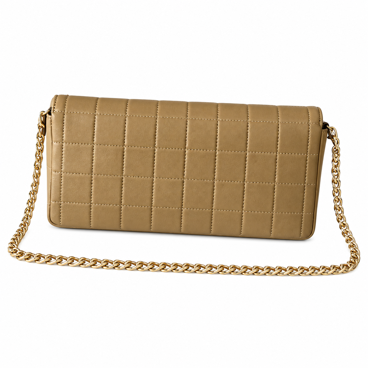 Chanel Square Quilted Lambskin East West Flap Bag Beige 26cm