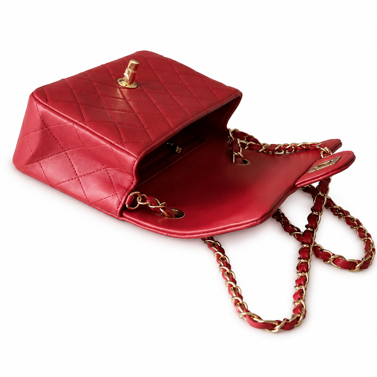 Chanel Red Lambskin Classic Double Flap Bag | Gold CC Turn-Lock & Tonal Red Chain