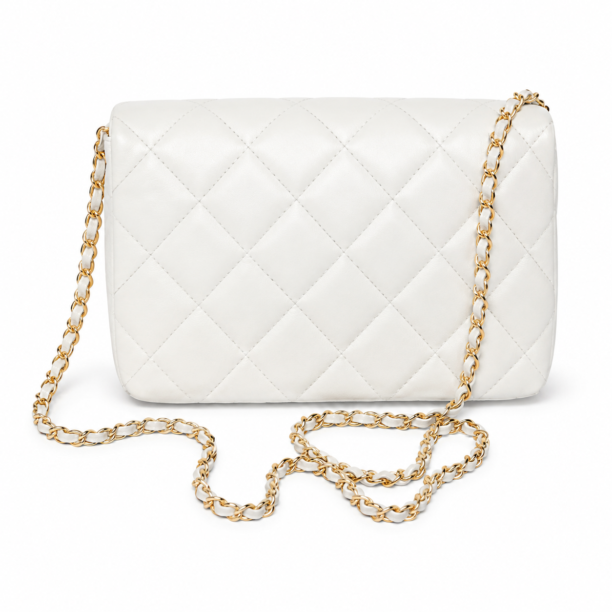 Chanel Vertical Quilted Flap Bag | CC Turn-Lock Gold Chain White — 23x15cm