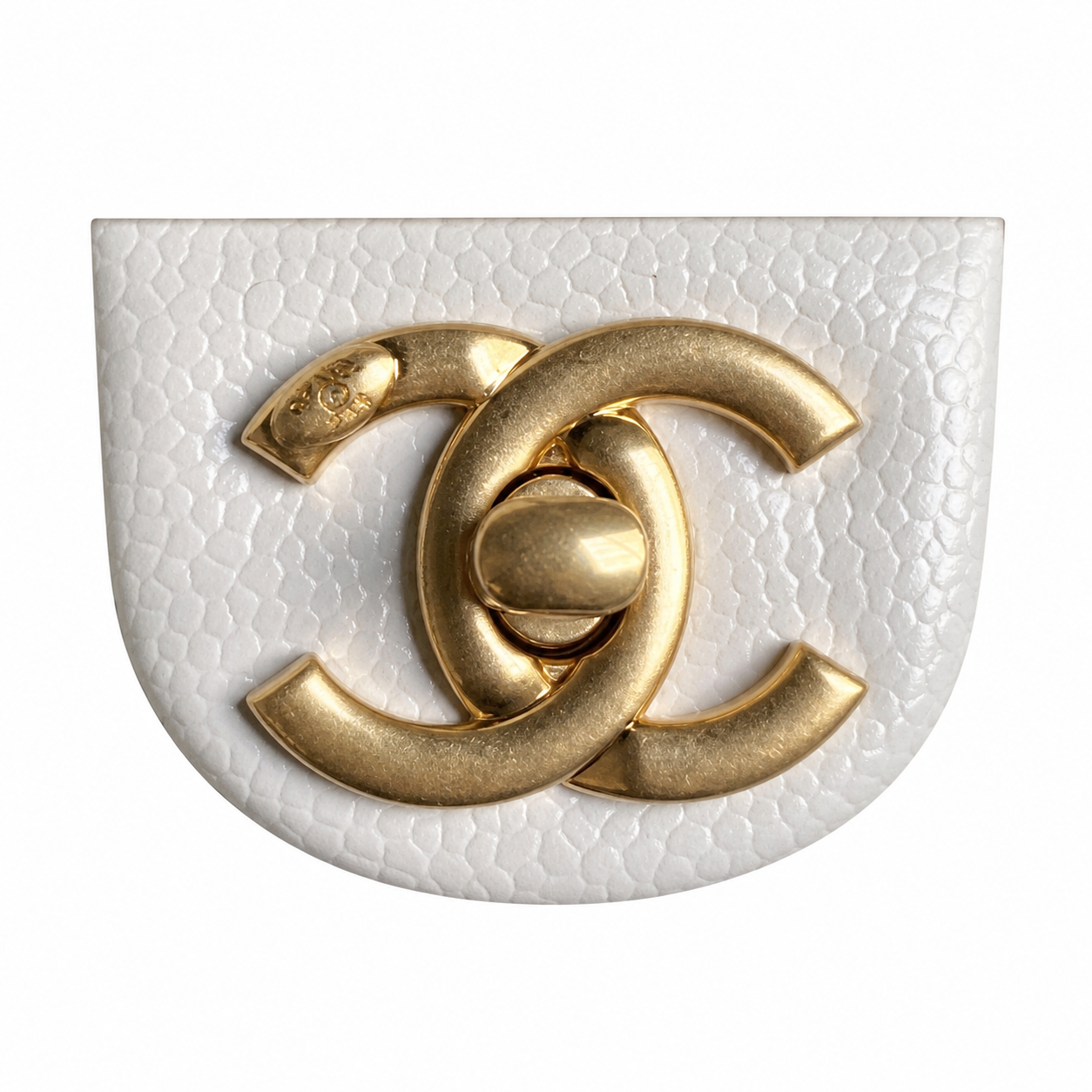 Chanel East-West Flap White Caviar | White-Surround CC Turn-Lock & Gold Coin Charm — 32.5cm