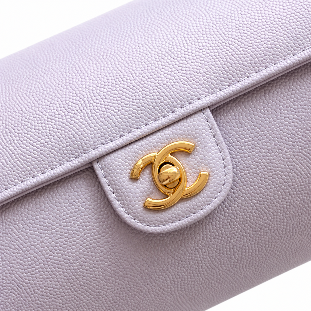 Chanel Lavender Caviar Cylindrical Shoulder Bag | Gold CC — 20cm