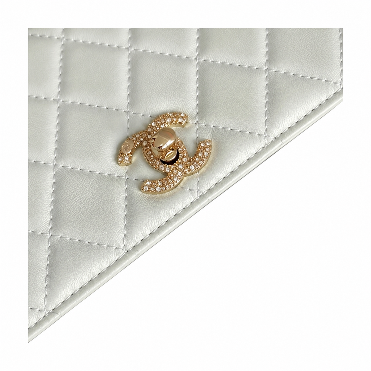 Chanel Ice Blue Quilted Lambskin Flap Bag with Pearl CC Turn-Lock
