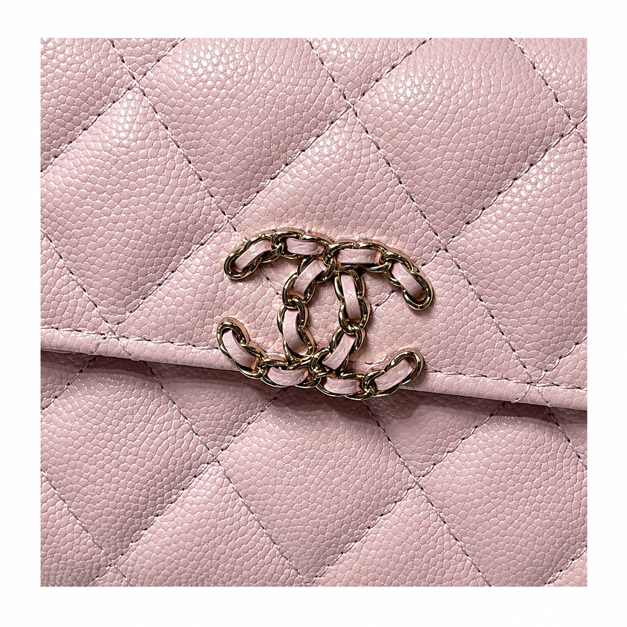 Chanel Baby Pink Fine-Grain Quilted Mini Top Handle Flap Bag | Rose Gold Chain-Texture CC Turn-Lock & Tonal Pink Chain