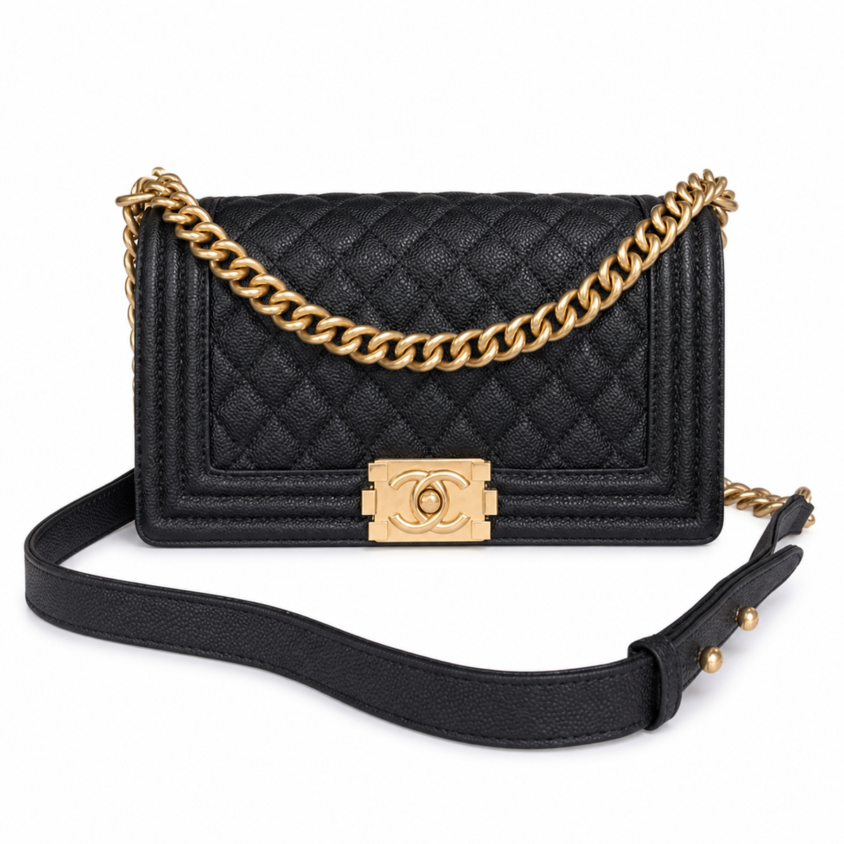 Chanel Classic Quilted Flap Bag | CC Turn-Lock Leather Chain Strap — 15x25cm
