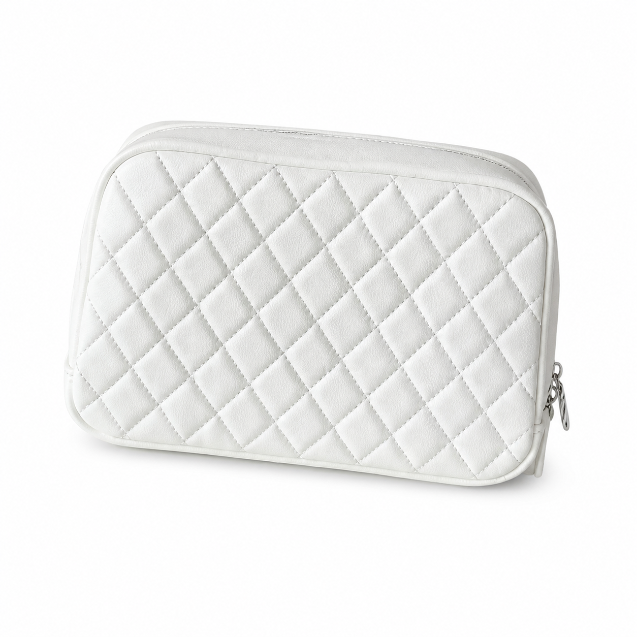 Chanel CC Quilted Mini Vanity Case Bag | Beige & Gold Chain — 21cm