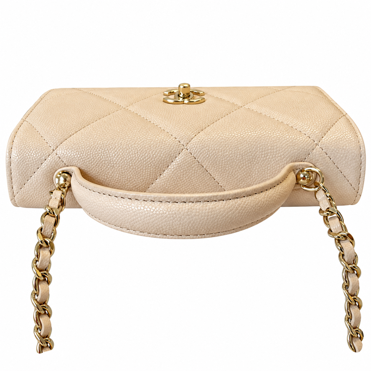 Chanel Trendy CC Quilted Aged Calfskin Top Handle WOC Cream 19cm