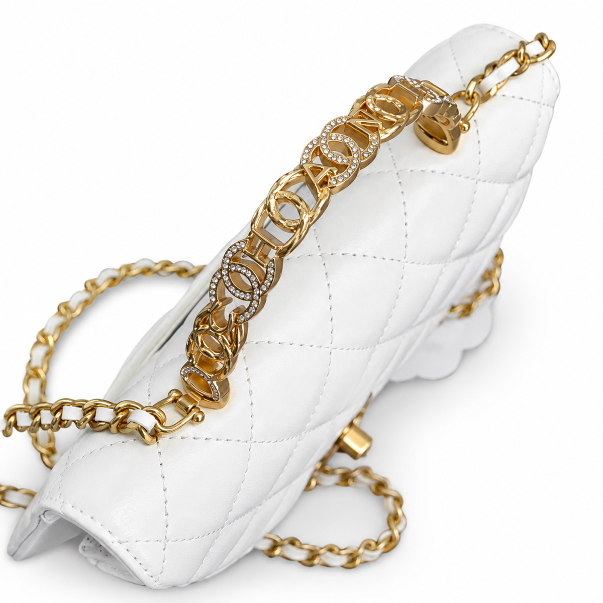 Chanel White Quilted Lambskin Flap Bag | Top Handle & Gold CC Chain