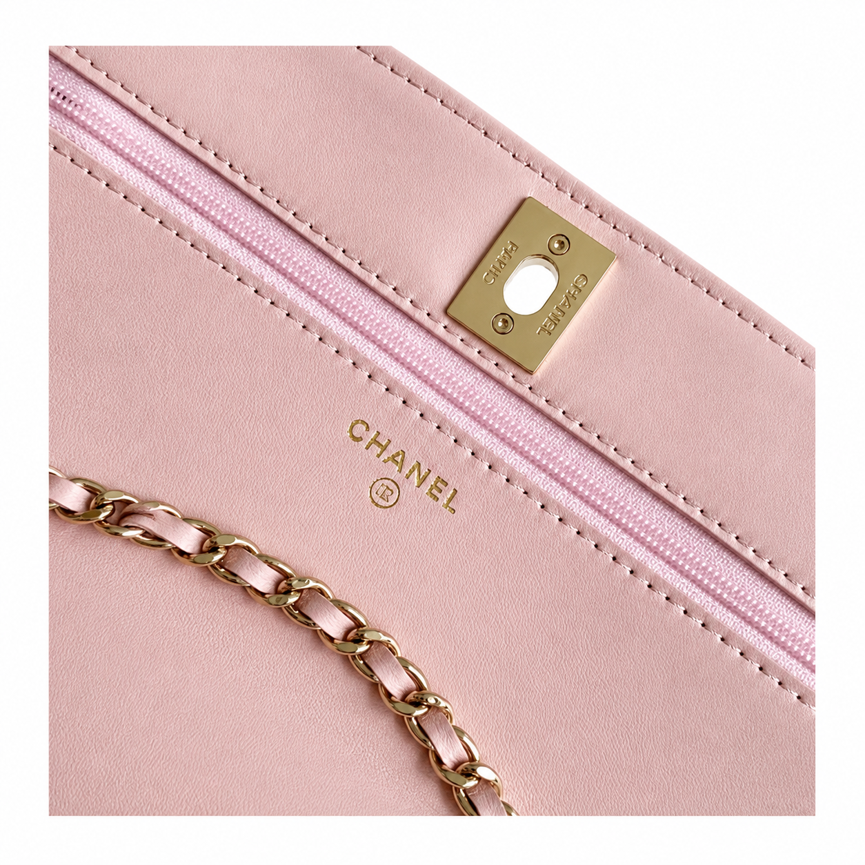 Chanel Sakura Pink Quilted Flap Bag | Crystal Pavé CHANEL Letter Frame Bar, Cylindrical Top Handle & Satin Interior