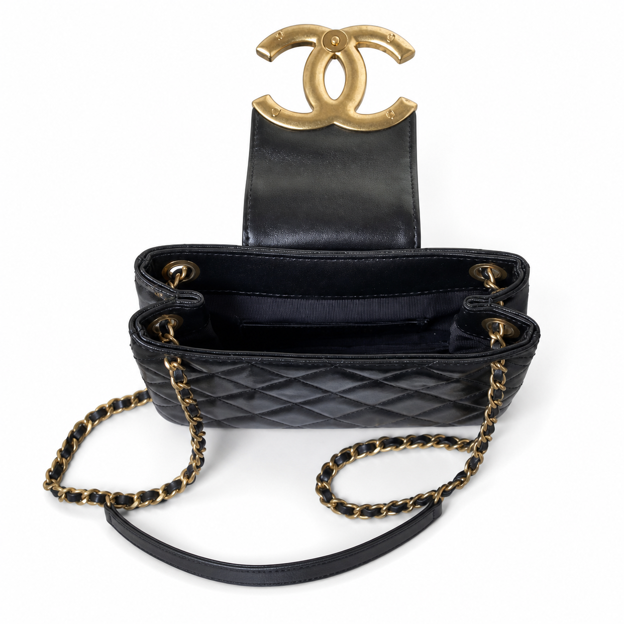Chanel Classic Quilted Mini Vertical Flap Bag | CC Turn-Lock Chain Strap — 21cm