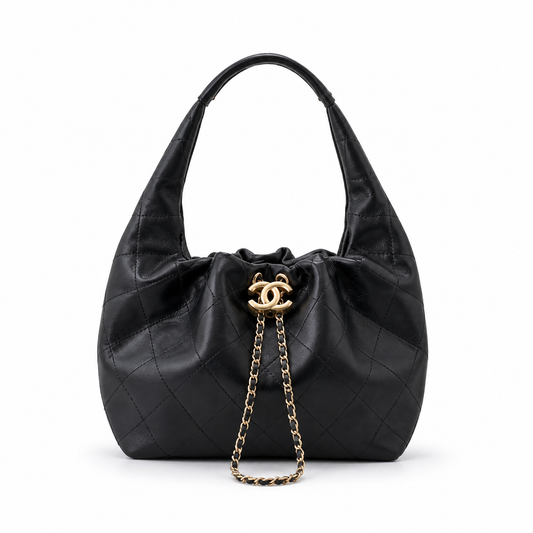 Chanel Classic Quilted Large Top Handle Handbag | CC Turn-Lock Chain Strap — 32cm