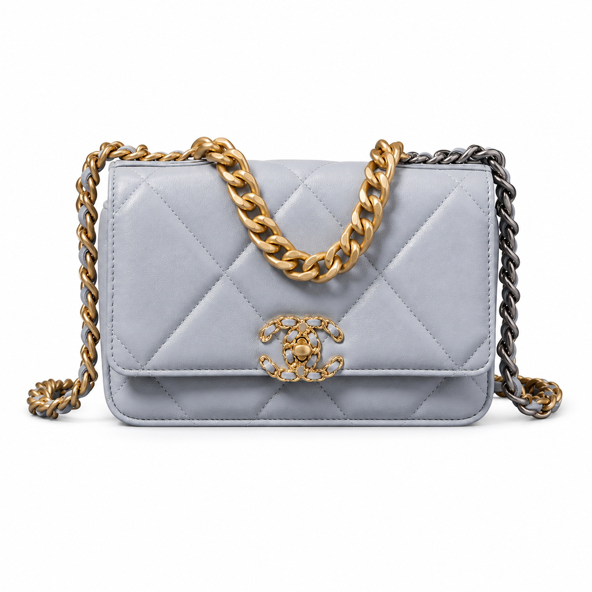 Chanel Classic Quilted Slim Flap Bag | CC Turn-Lock Leather Chain Strap — 12x19.5cm