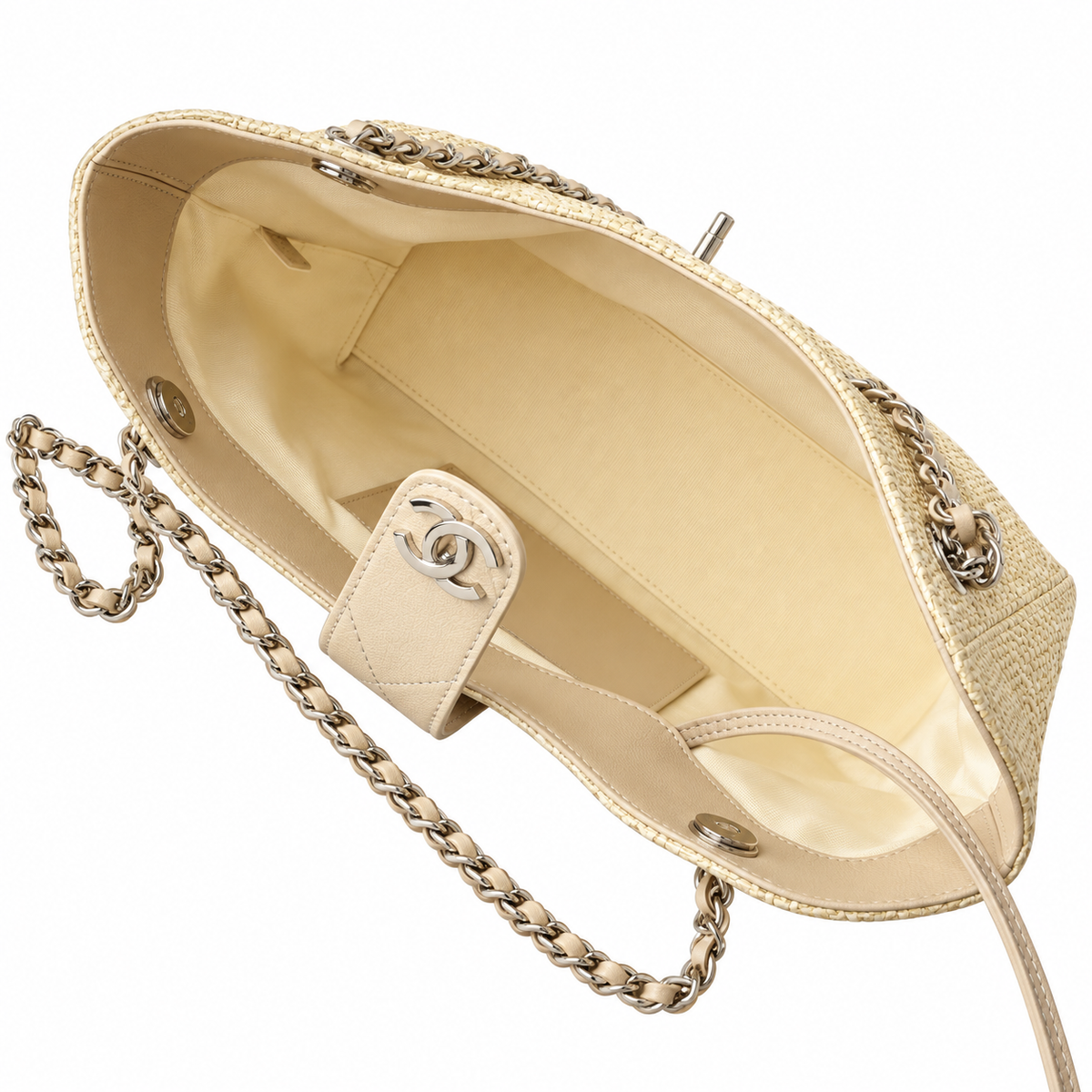 Chanel Raffia Woven CC Tote Bag Ecru 26×40×12cm