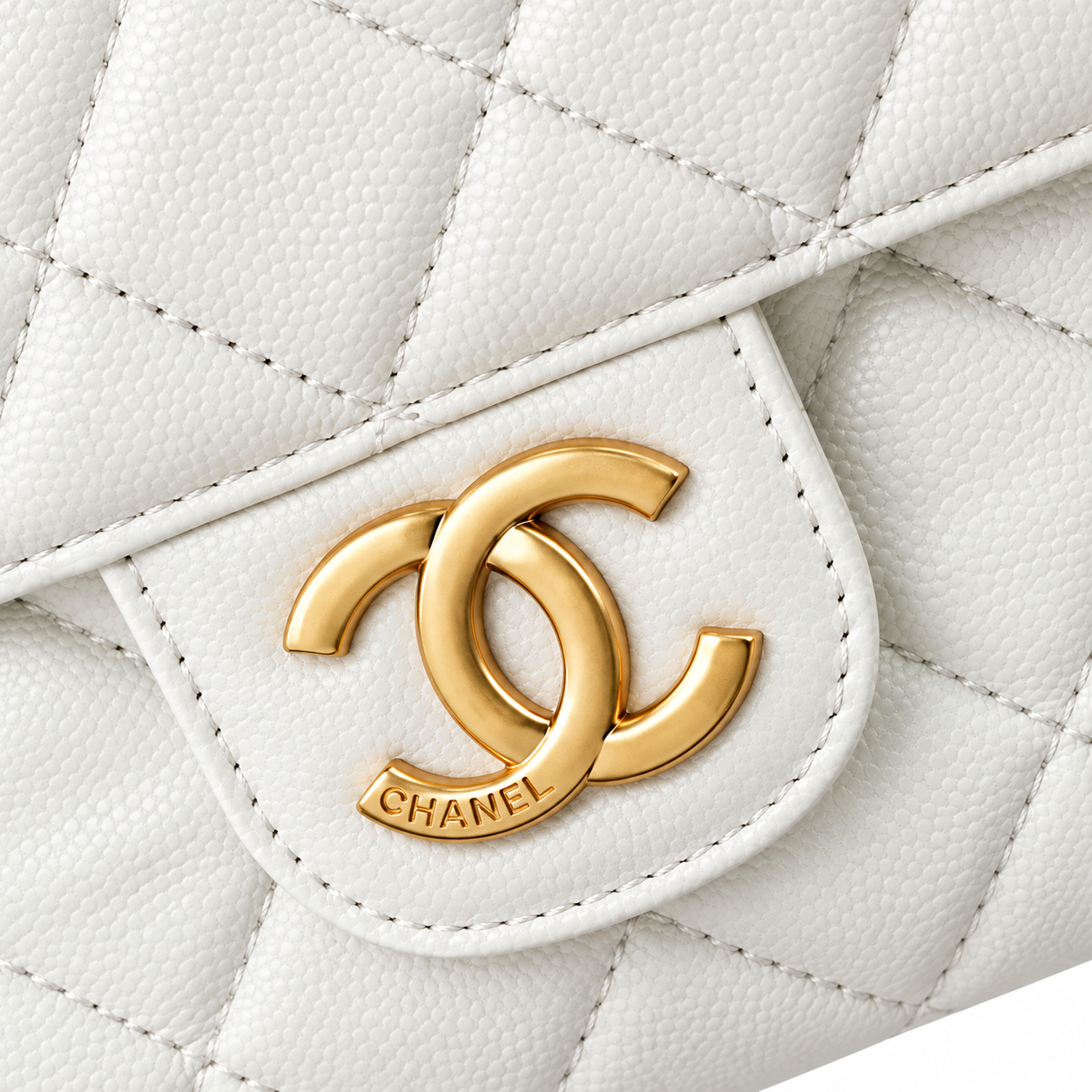 Chanel No.5 Charm Hobo Quilted Lambskin White Gold 22cm