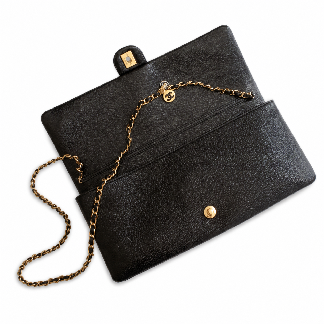 Chanel Bicolor Pouch Clutch Burgundy & Black Caviar | Diagonal Zip Pocket — 33cm