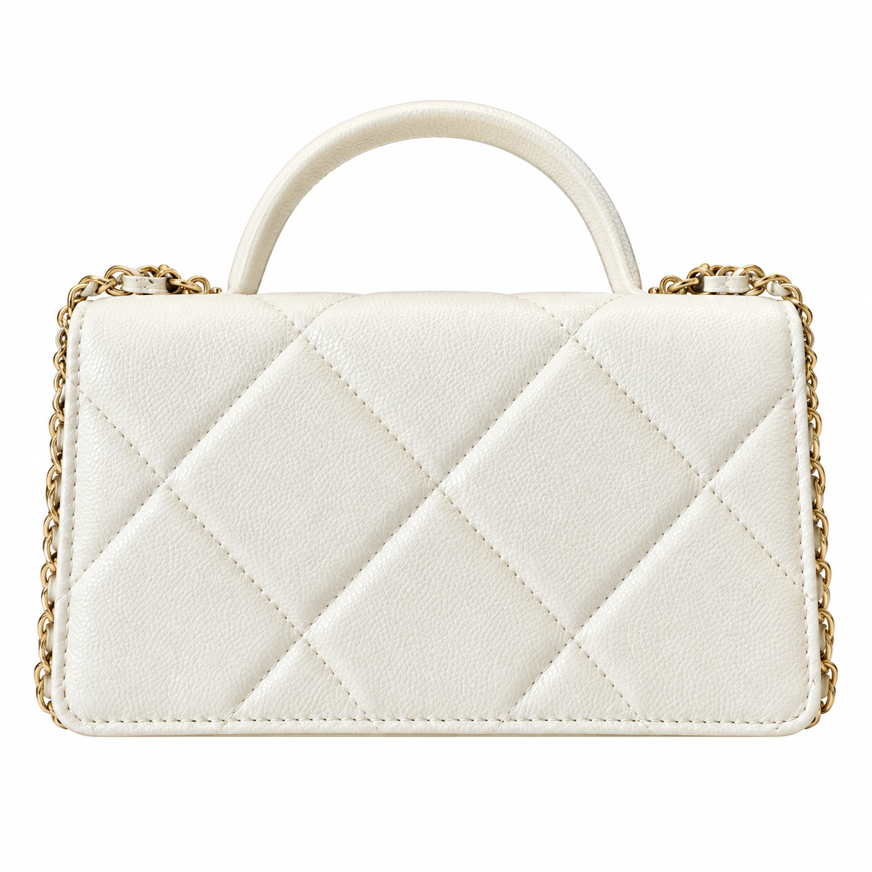 Chanel Trendy CC Quilted Iridescent Calfskin Top Handle WOC Ivory 19cm