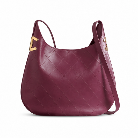 Chanel 31 Large Shopping Bag Burgundy Plum Lambskin | Gold CC Bar & Crossbody Strap — 32cm