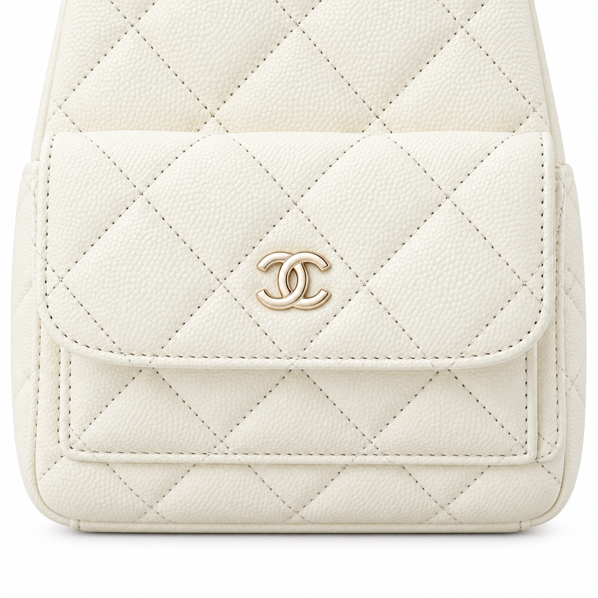 Chanel Quilted Lambskin Mini Chain Backpack Ivory 18×13×9cm