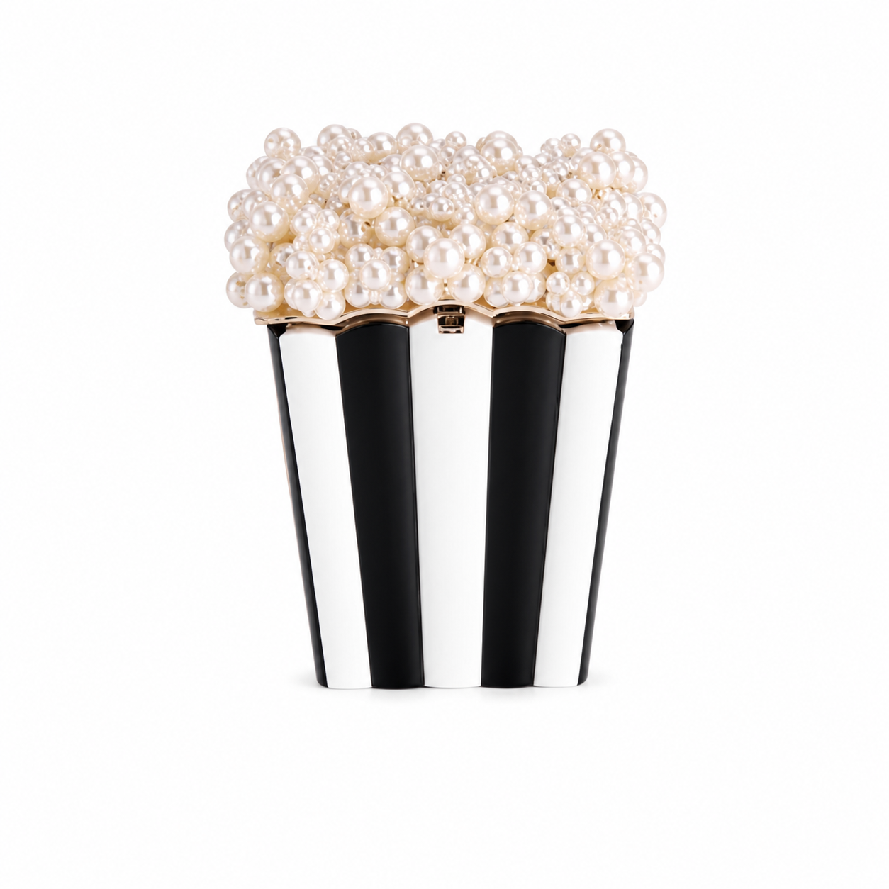 Chanel CC Pop Coco Pearl Popcorn Minaudiere | Black & White Stripe