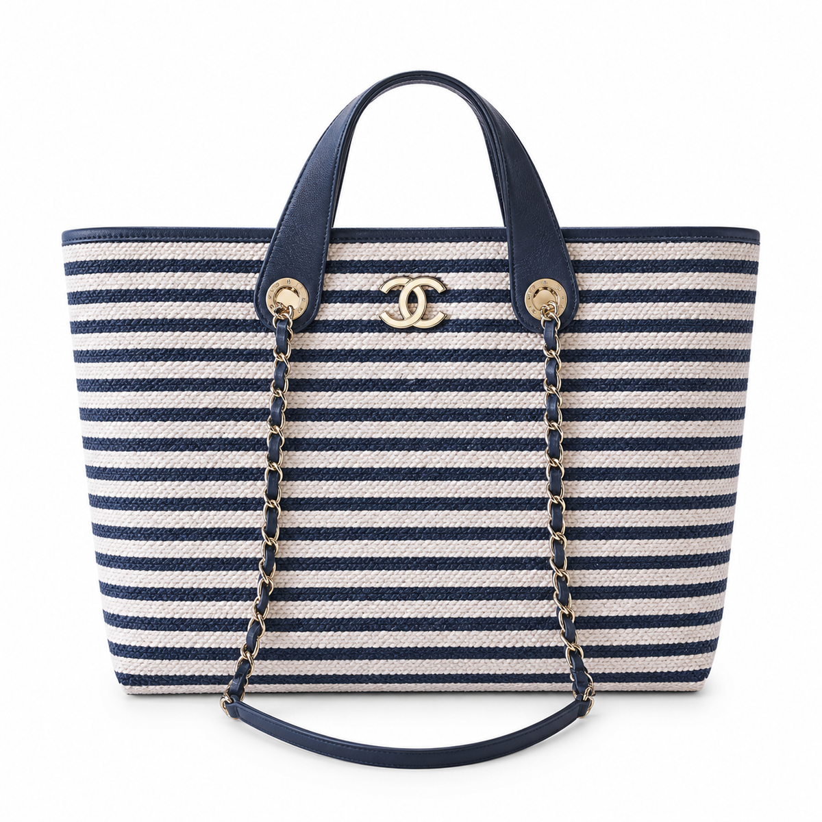 Chanel CC Quilted Wide Tote Bag | Gold Chain Handle — 46cm