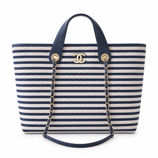 Chanel CC Quilted Wide Tote Bag | Gold Chain Handle — 46cm