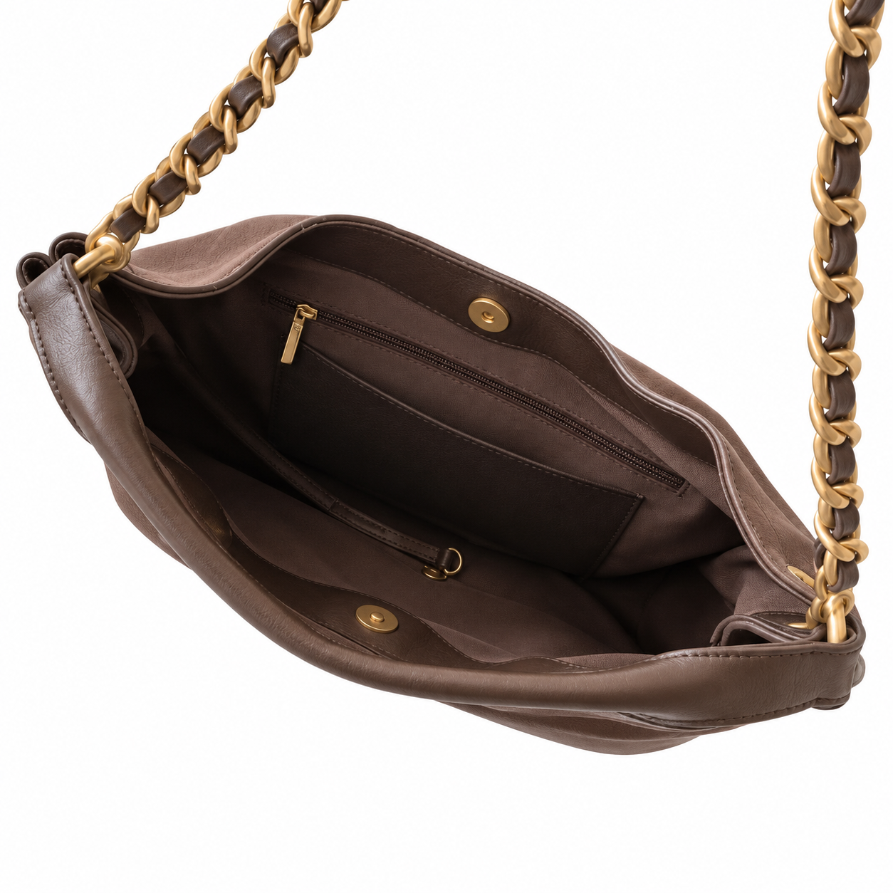 Chanel Quilted Suede Large Hobo Bag Brown 29×35×13cm