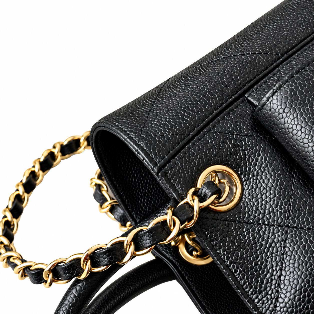 Chanel Neo Executive Quilted Caviar Tote Bag Black Gold 25cm
