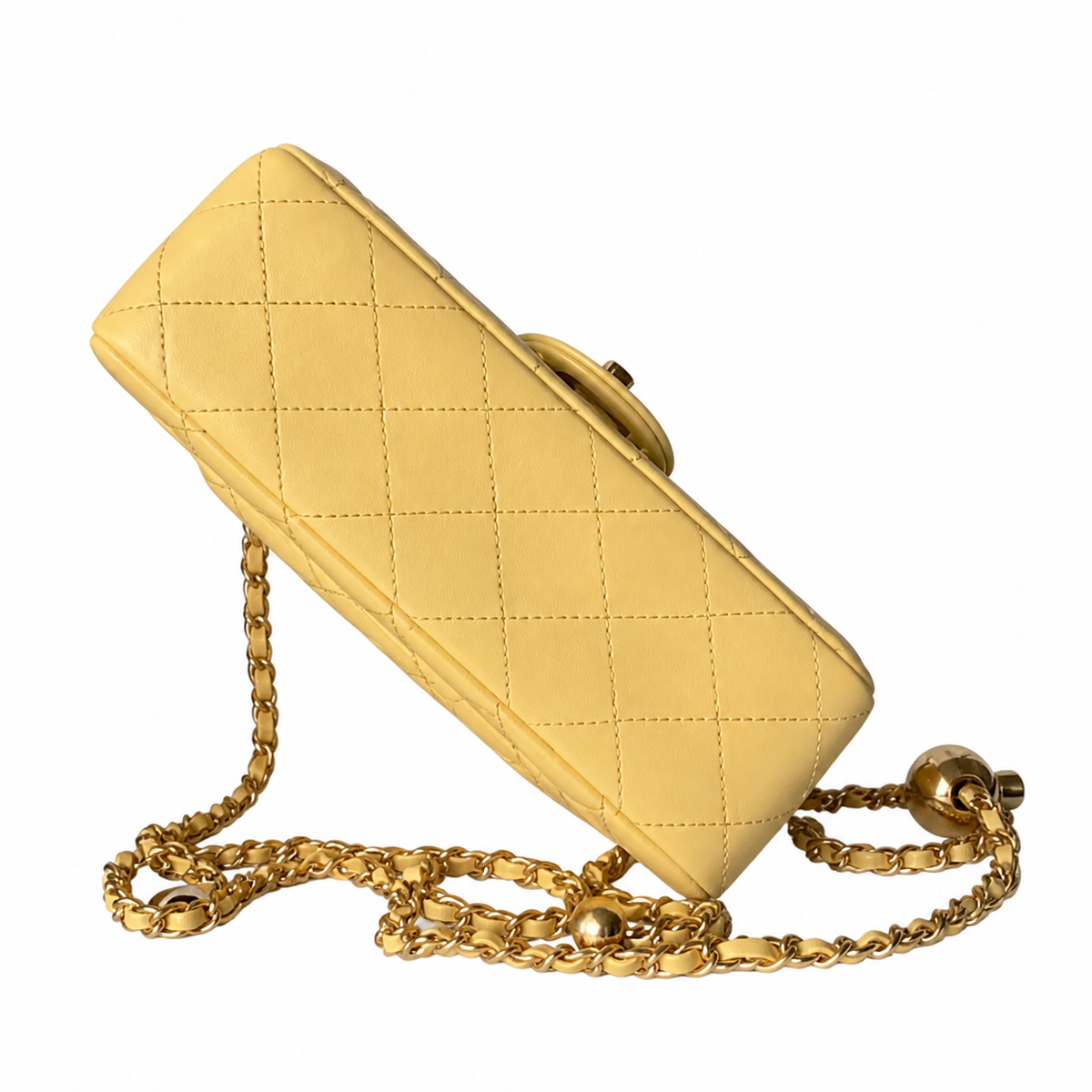 Chanel Classic Flap Bag | CC Turn-Lock Gold Chain Lambskin Satin Interior — 20cm