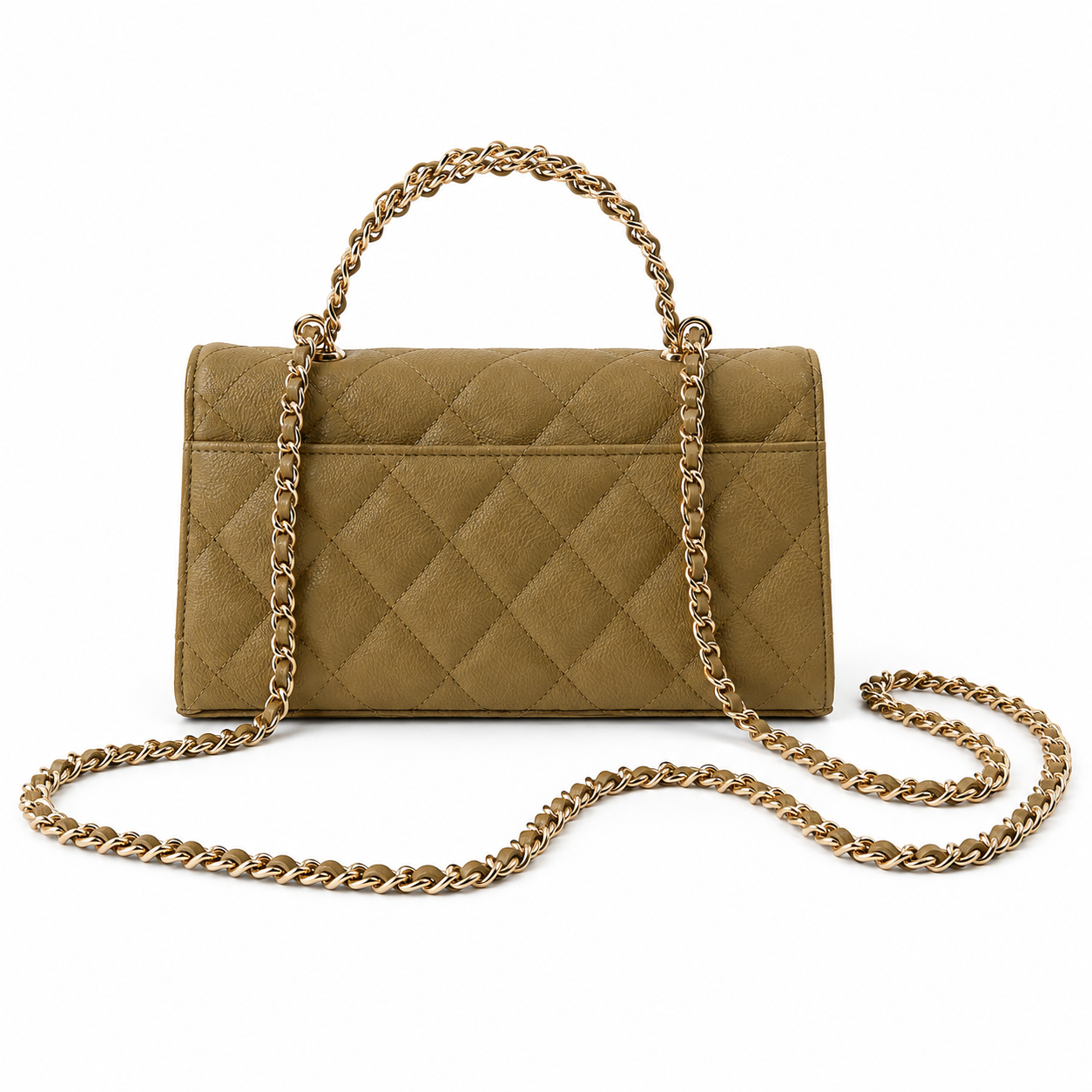 Chanel Olive Green Caviar Quilted Mini Top Handle Flap Bag