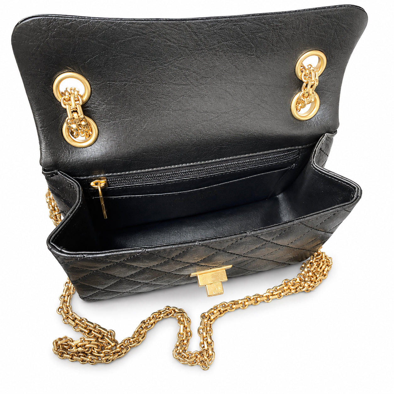 Chanel Black Quilted Caviar Double Flap Bag | Gold CC Plaque & Dual Gold Chain