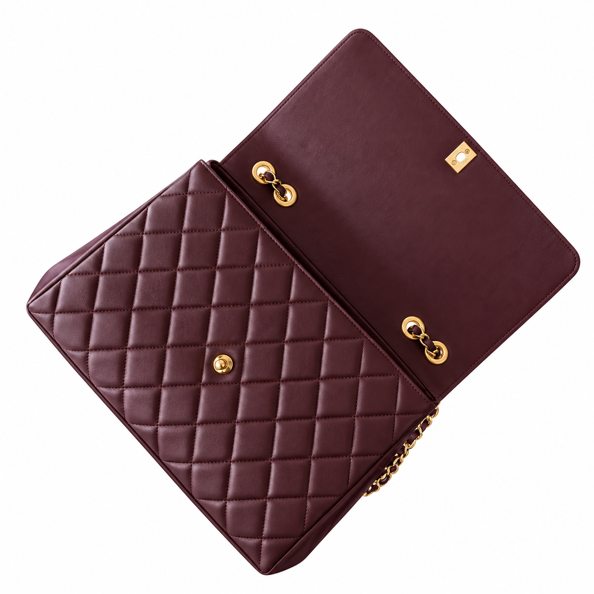 Chanel Large Embossed CC Flap Bag Lambskin Burgundy Gold 33cm