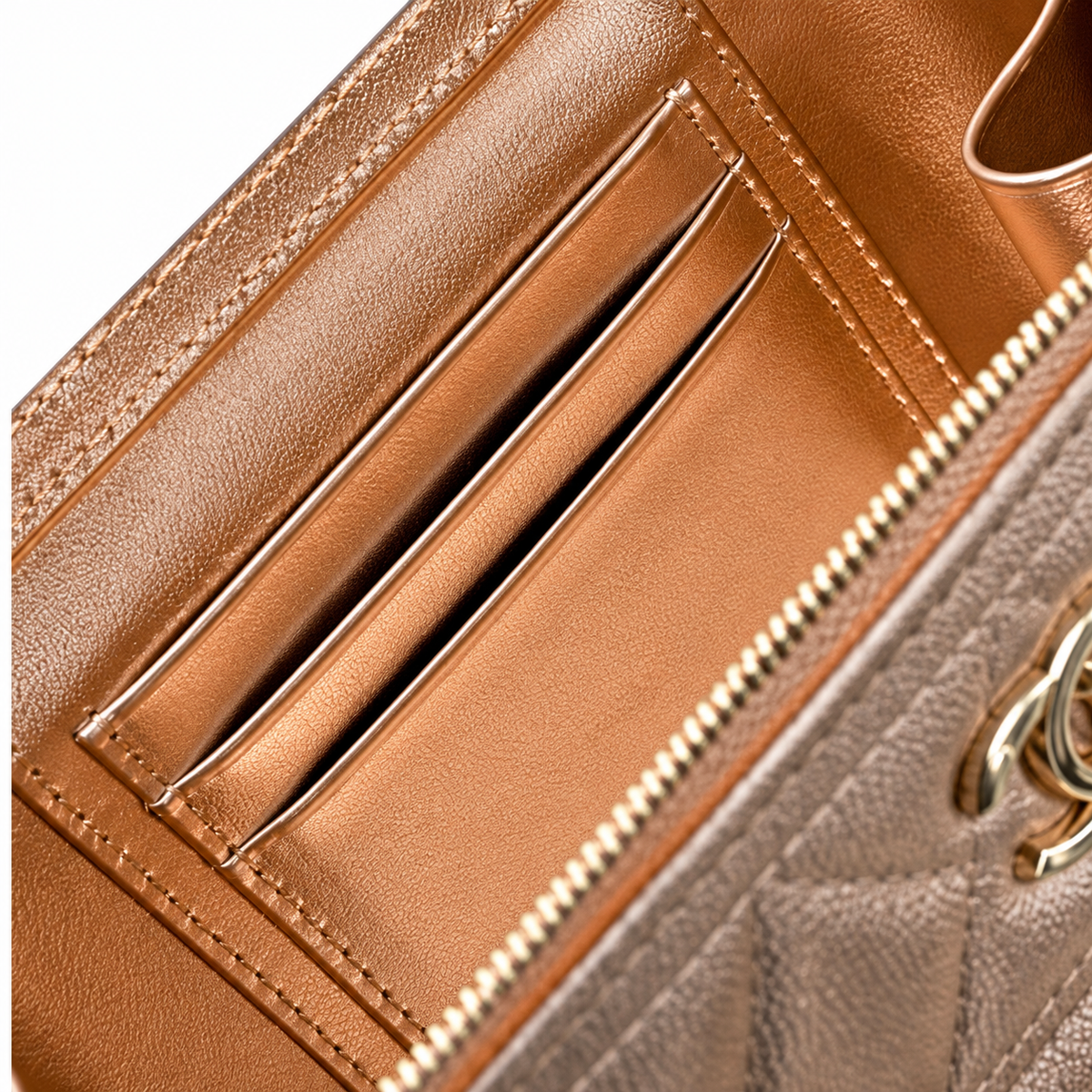 Chanel Quilted Metallic Caviar Vanity Case Rose Gold 17cm