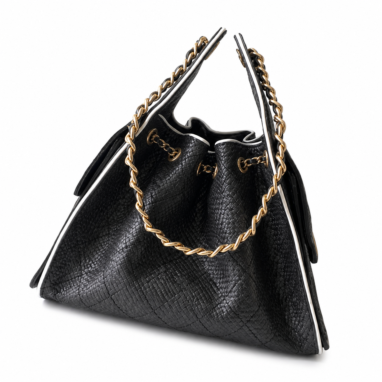 Chanel Classic Quilted Handbag | CC Turn-Lock Rigid Top Handle Chain Strap — 26x30cm