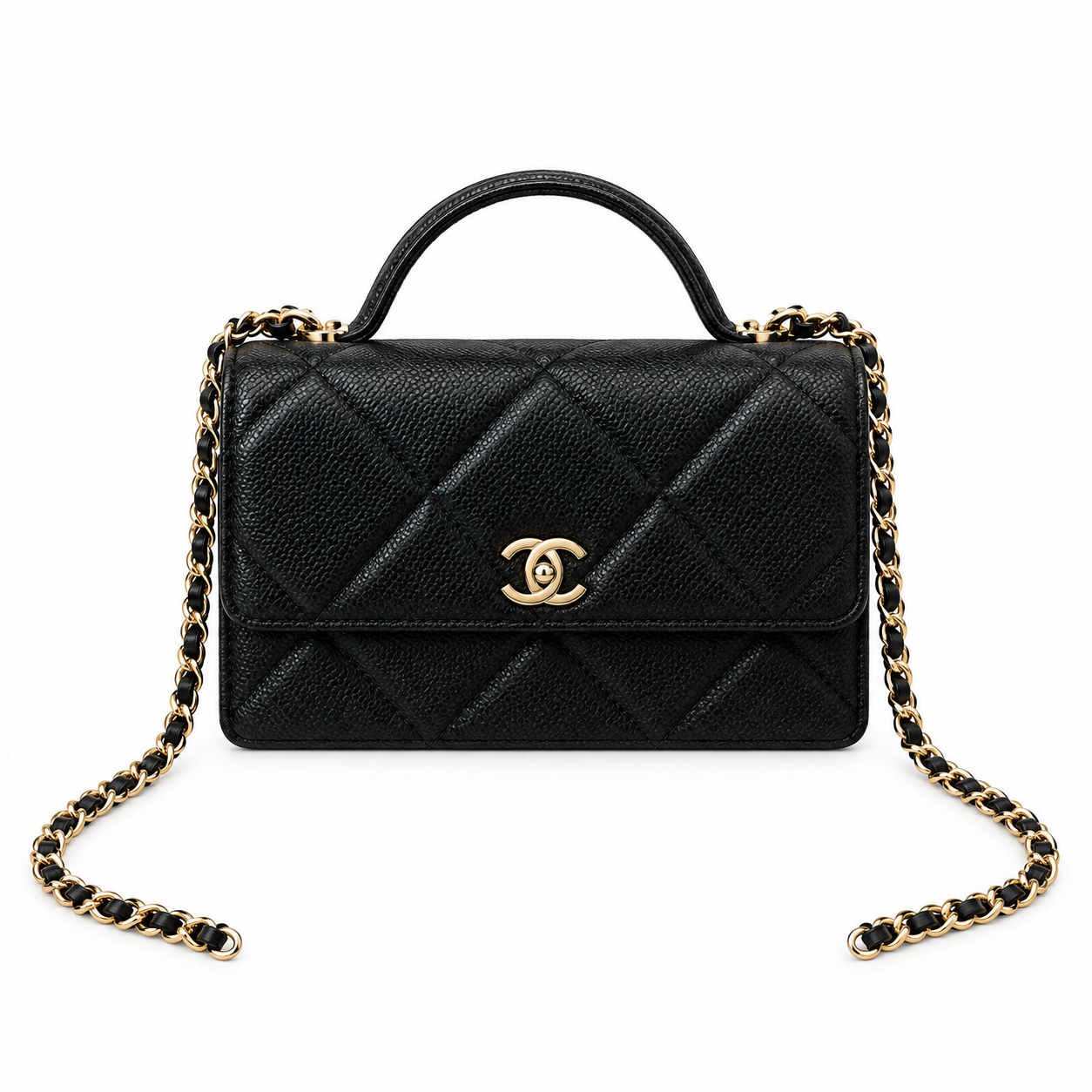 Chanel Trendy CC Quilted Caviar Top Handle WOC Black 19cm