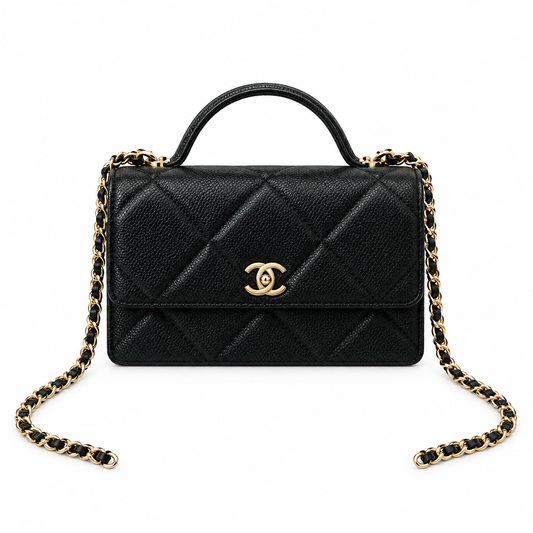 Chanel Trendy CC Quilted Caviar Top Handle WOC Black 19cm