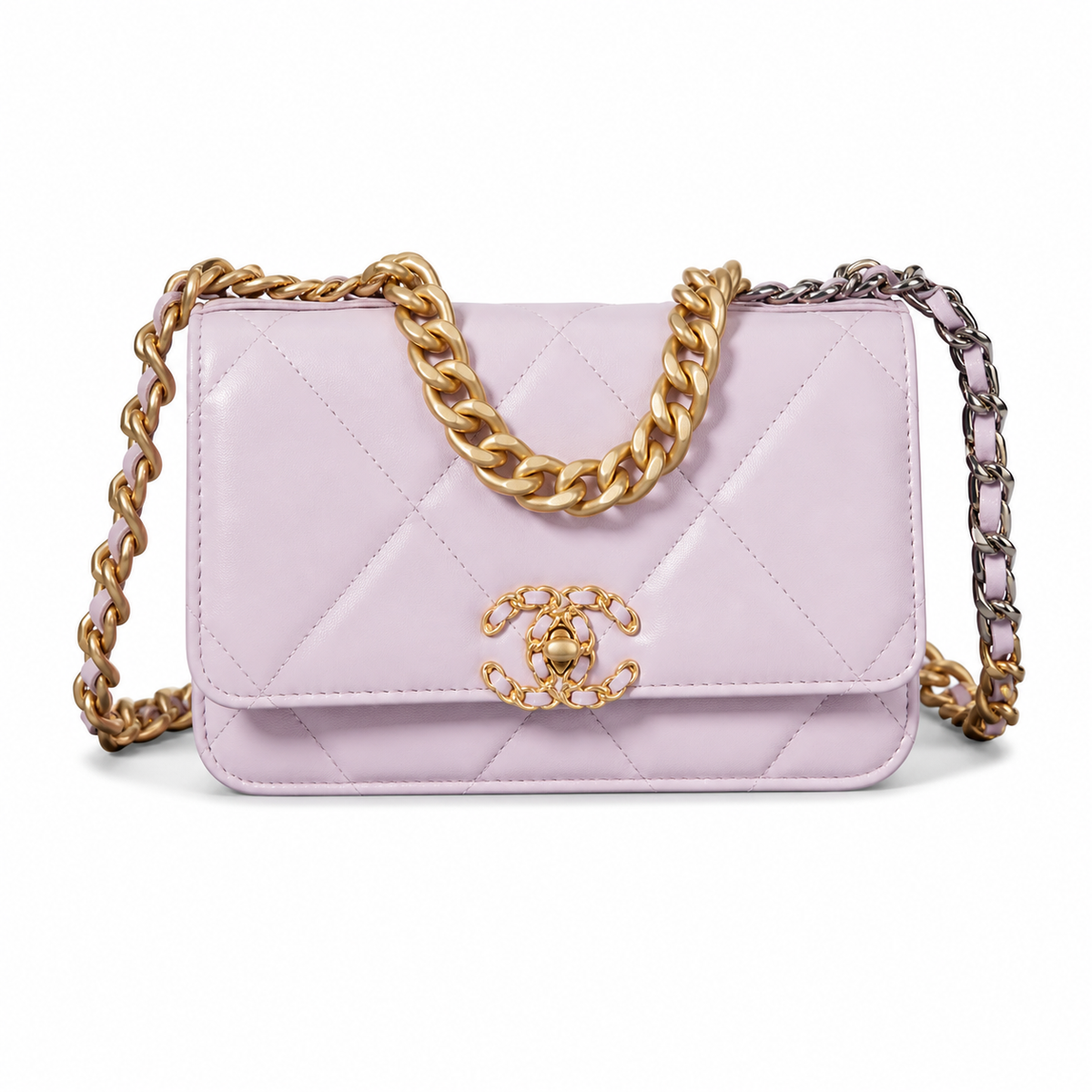 Chanel Classic Quilted Slim Flap Bag | CC Turn-Lock Leather Chain Strap — 12x19.5cm