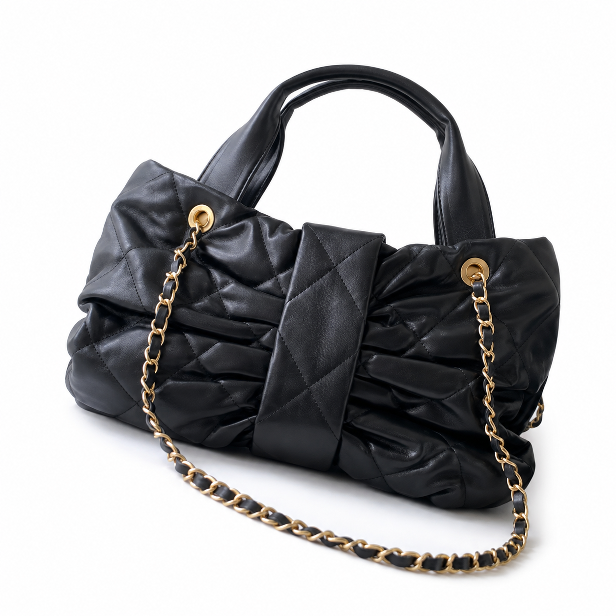 Chanel 31 Rue Cambon Quilted Shopping Bag | Gold Medal Chain Black — 29x38cm