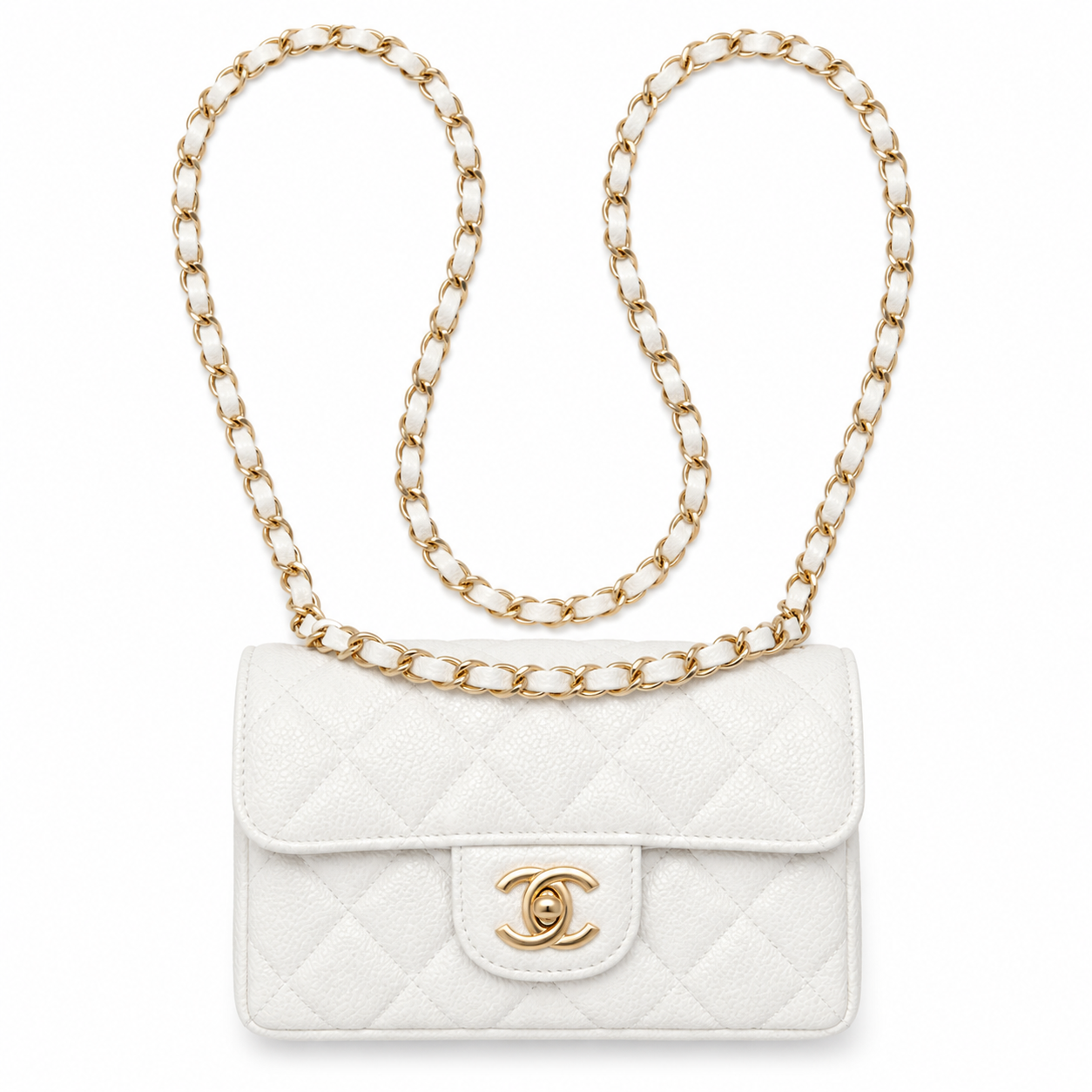 Chanel Classic Quilted Mini Flap Bag | CC Turn-Lock Chain Strap — 19cm