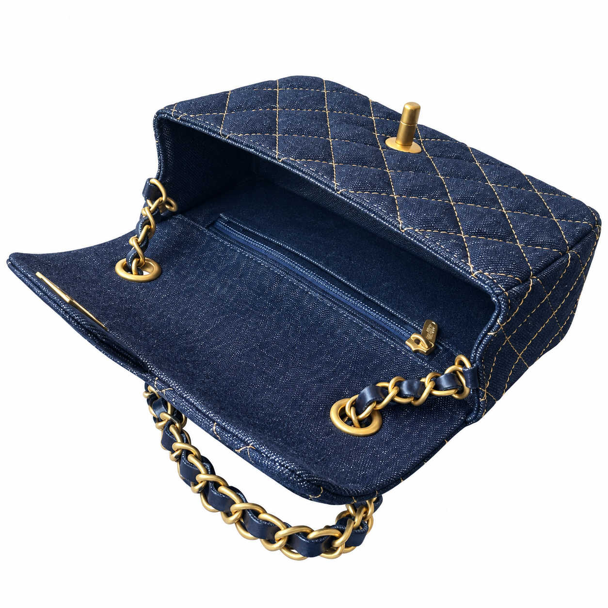 Chanel Classic Small Flap Bag Navy Denim 20cm